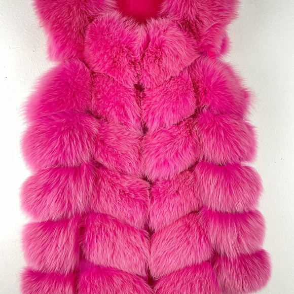 Genuine Fox Fur Pink Vest Jacket Size M/L - Picture 8 of 11
